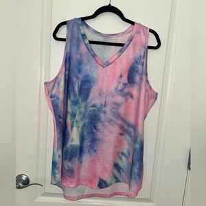 Women’s Tie-Dye Sleeveless Top - Pink and Blue